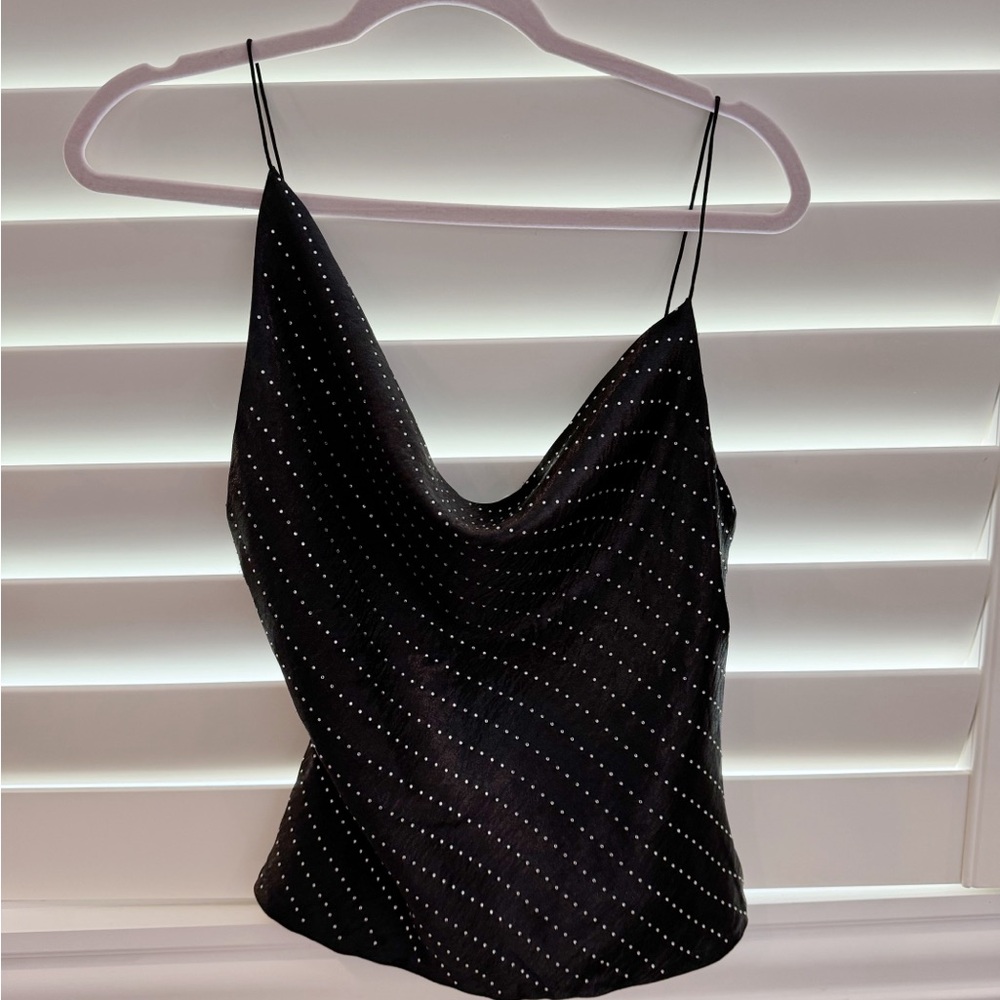 Zara slouch neck rhinestone top